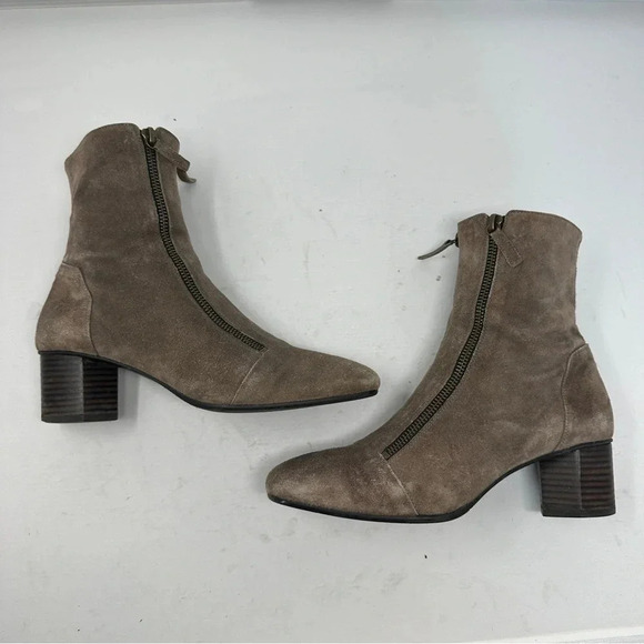 Homers Taupe Suede Leather Double Zip Booties  US‎ 7 1/2 EU 37 1/2 Spain Artisan - Picture 11 of 16